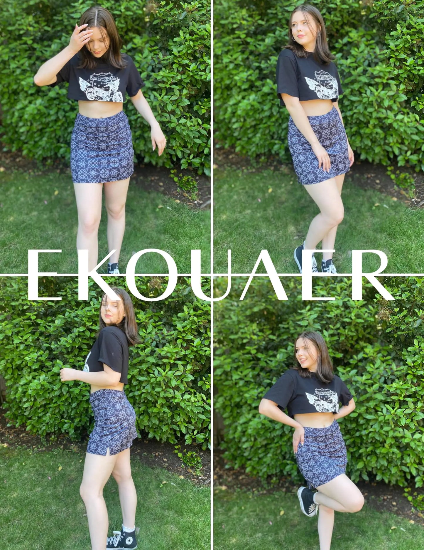 Ekouaer Women's Athletic Skort for Outdoor Sports XXL Black Flower