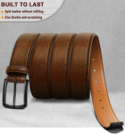 KEMISANT Men's Genuine Leather 2-Pack Belts - Dress and Casual Style