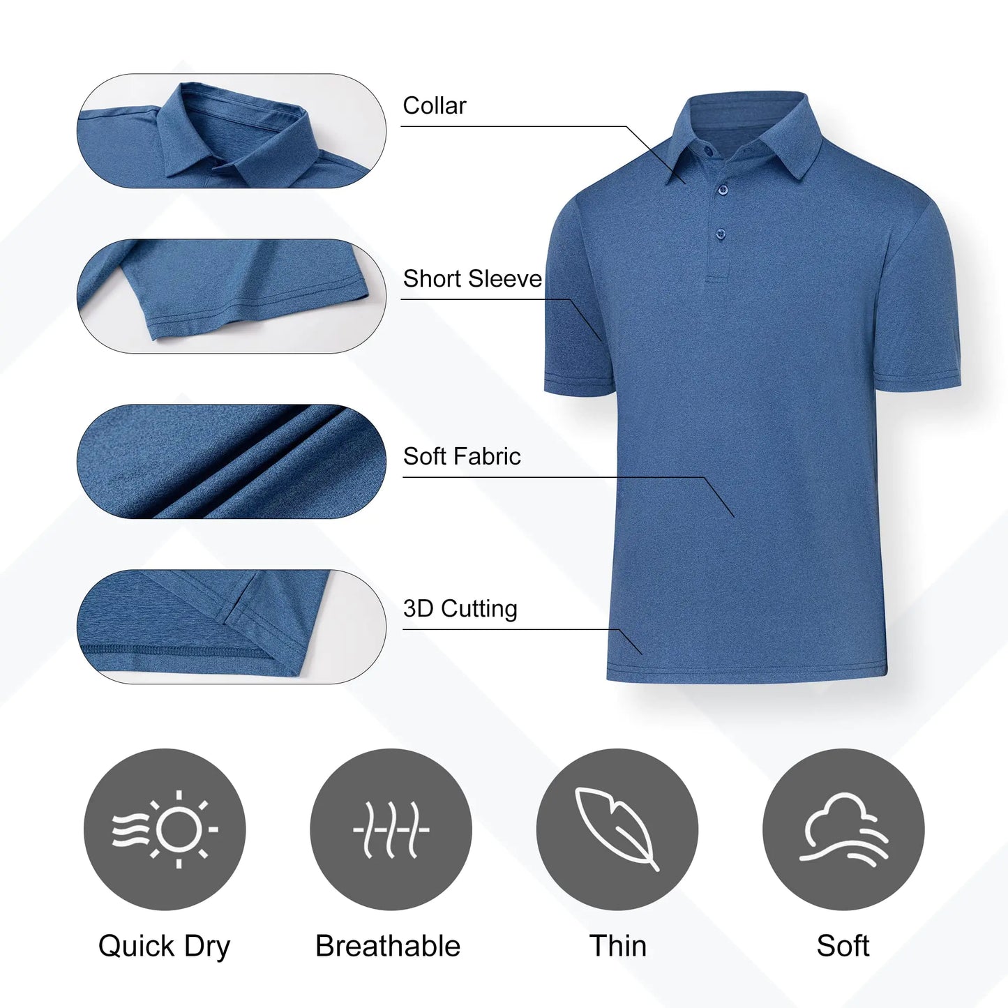 BALENNZ Quick-Dry Men's Golf Polo 4-Pack