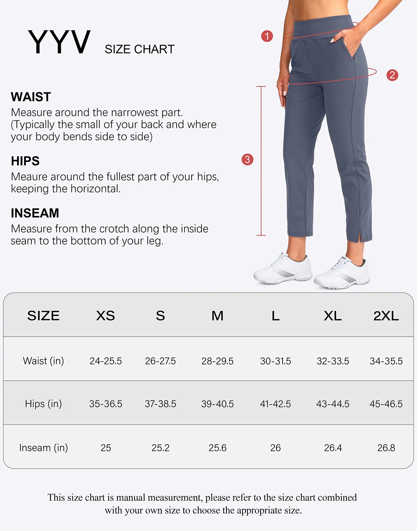 YYV Women's Stretch Ankle Golf Pants with Pockets