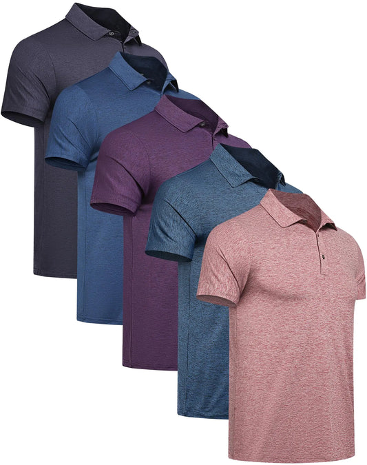 Mens Quick Dry Golf Polo 5-Pack