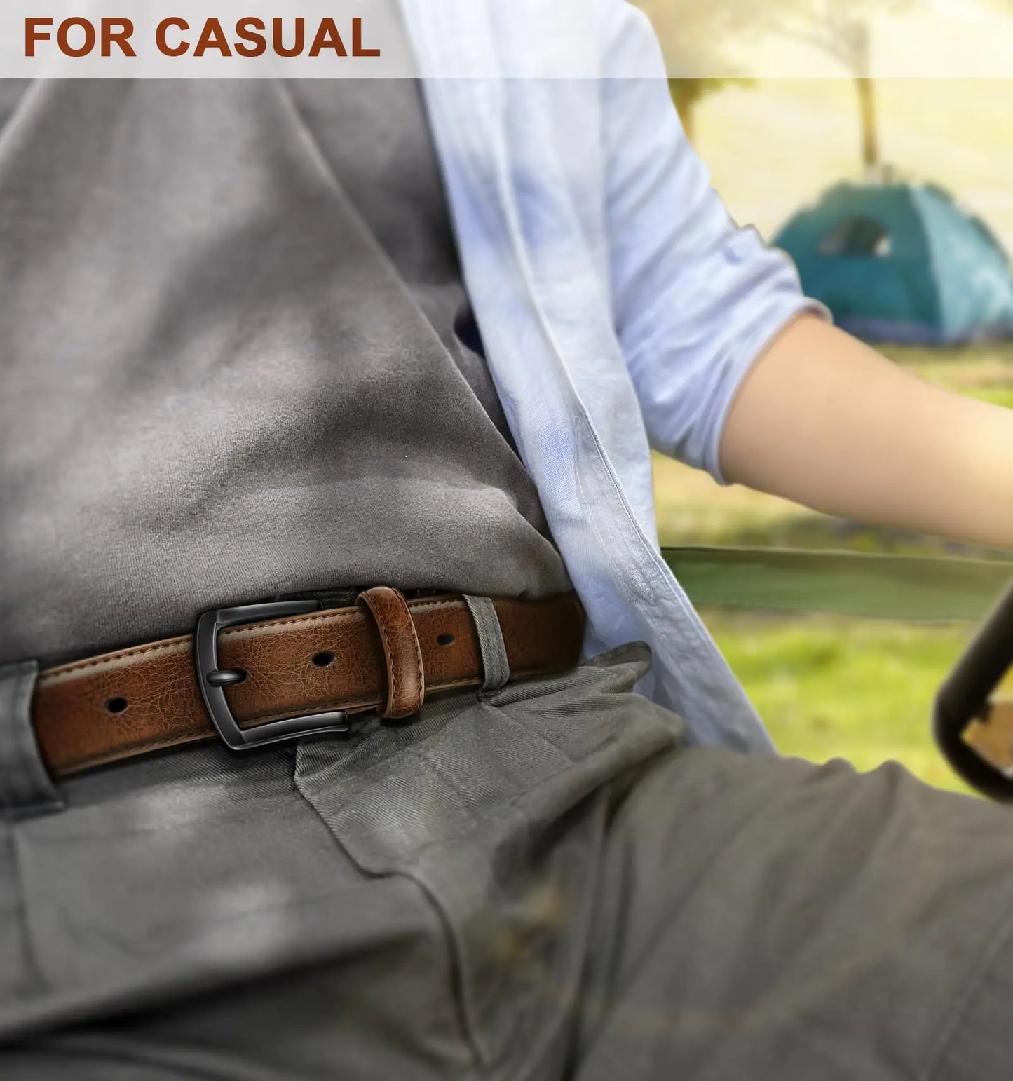 KEMISANT Men's Genuine Leather 2-Pack Belts - Dress and Casual Style