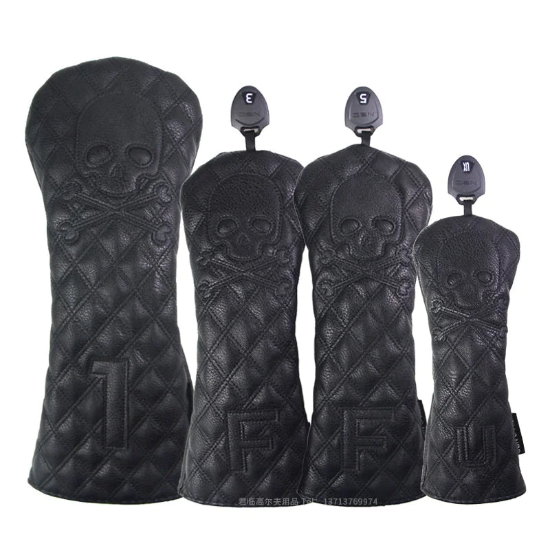 Black PU Leather Golf Headcovers