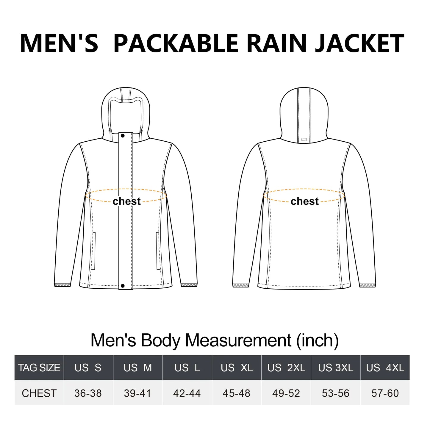 33,000ft Men's Lightweight Waterproof Rain Jacket