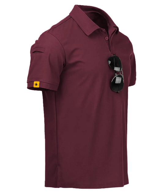 V VALANCH Men's Moisture-Wicking Polo Shirt - Wine Red 5XL