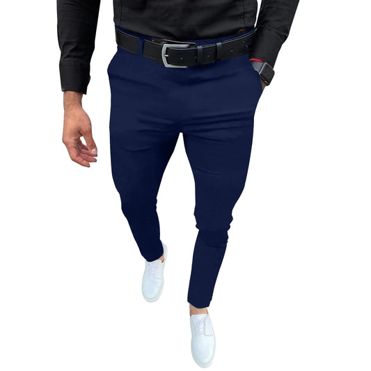 Men's Navy Slim Fit Stretch Dress Pants