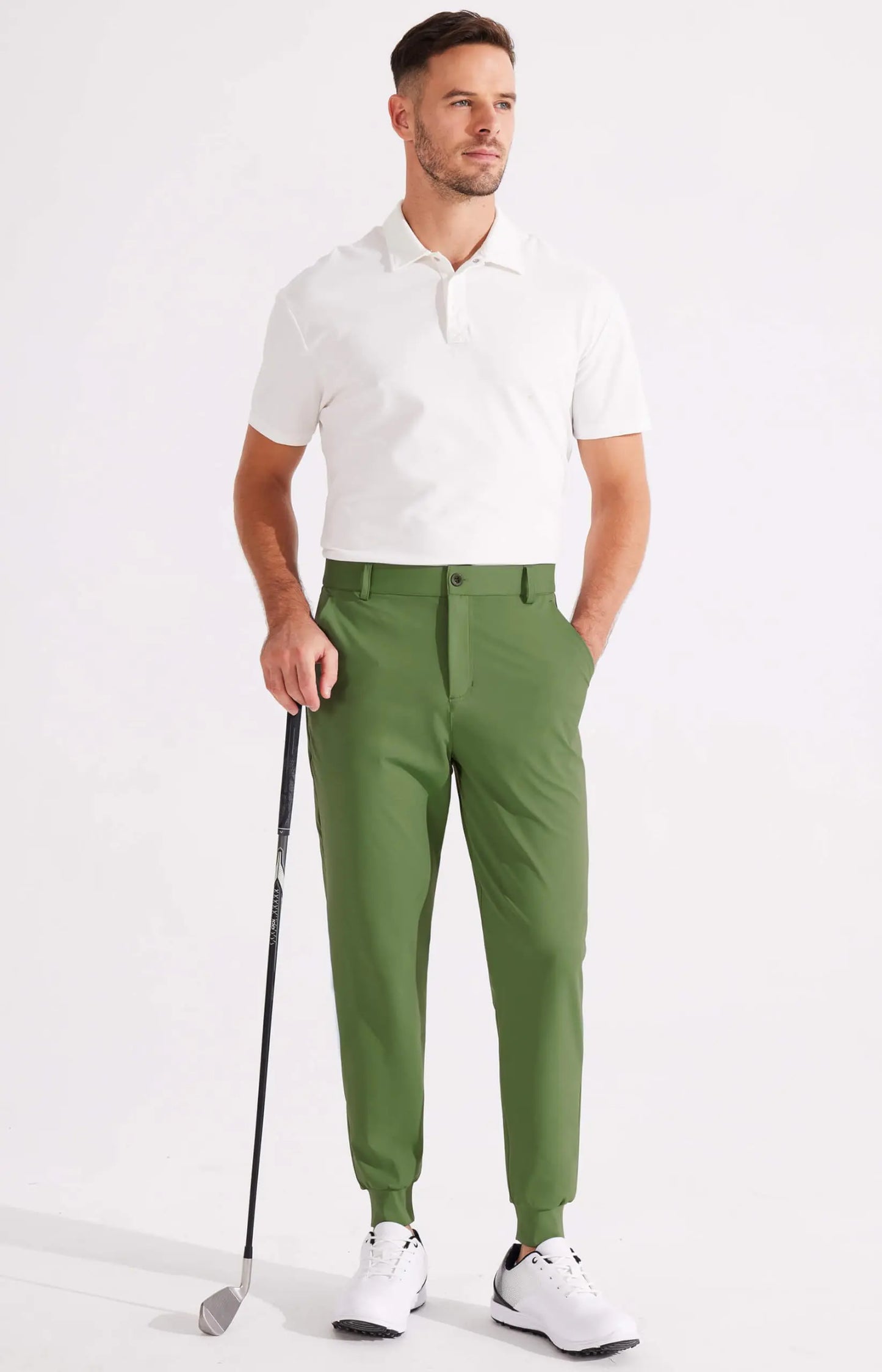 Libin Men's Stretch Slim Golf Joggers - Olive