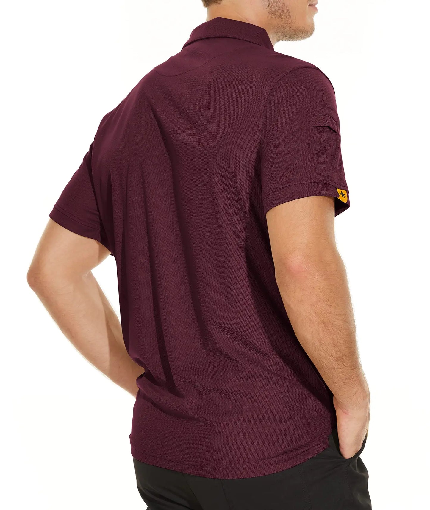 V VALANCH Men's Moisture-Wicking Polo Shirt - Wine Red 5XL