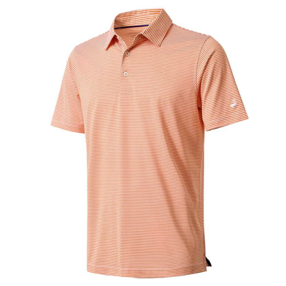 Men's Stripe Dry-Fit Golf Polo - Orange Large