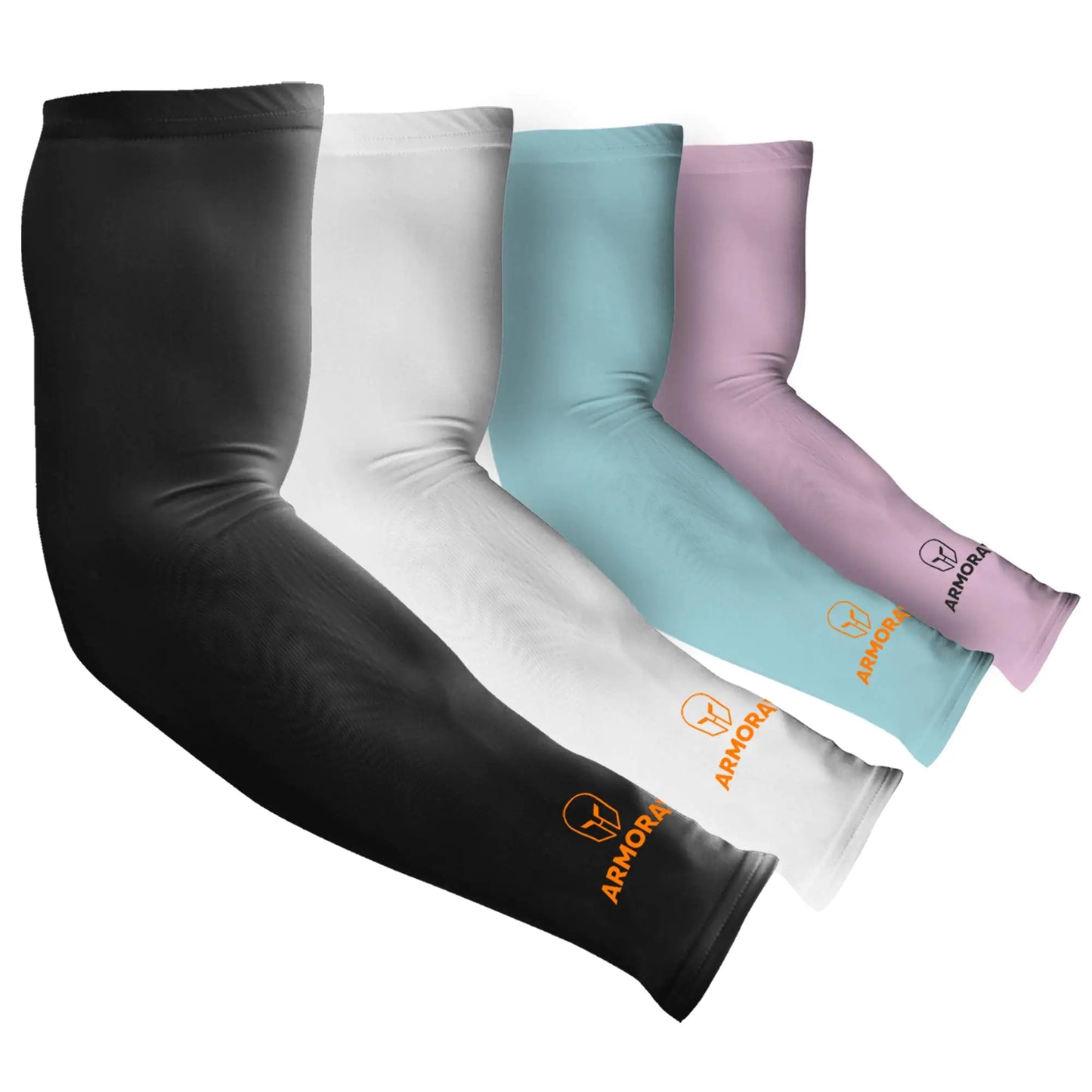 ARMORAY Multi-Color Arm Sleeves for Sports - Tattoo Conceal - 4 Pack (Pink, Black, White, Blue)