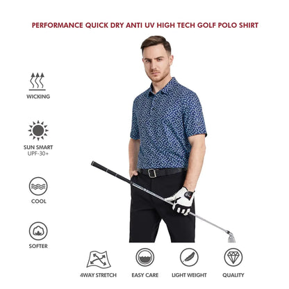 Men's Striped Dry-Fit Golf Polo Shirts