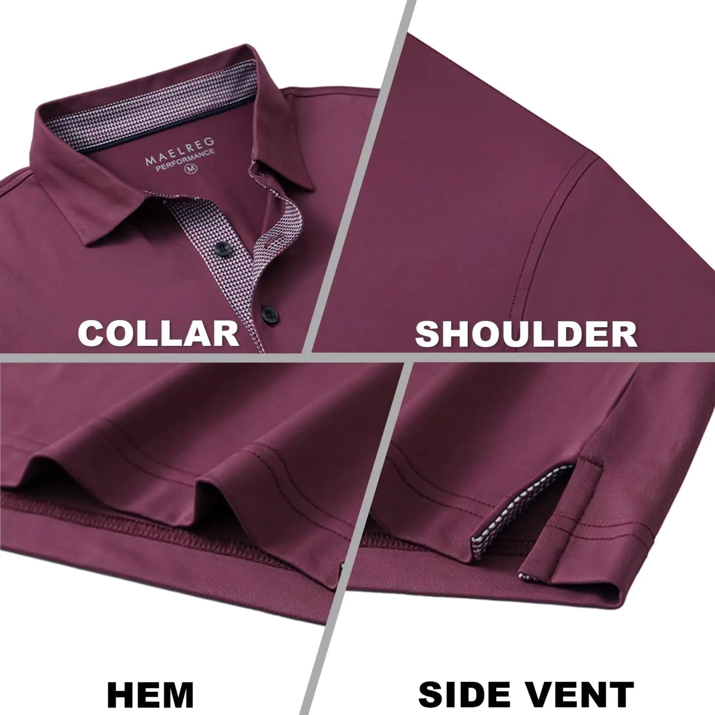 Men's Casual Performance Polo Shirts in Bordeaux Red