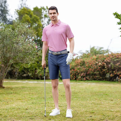 Men's Stripe Dry-Fit Golf Polo - Orange Large