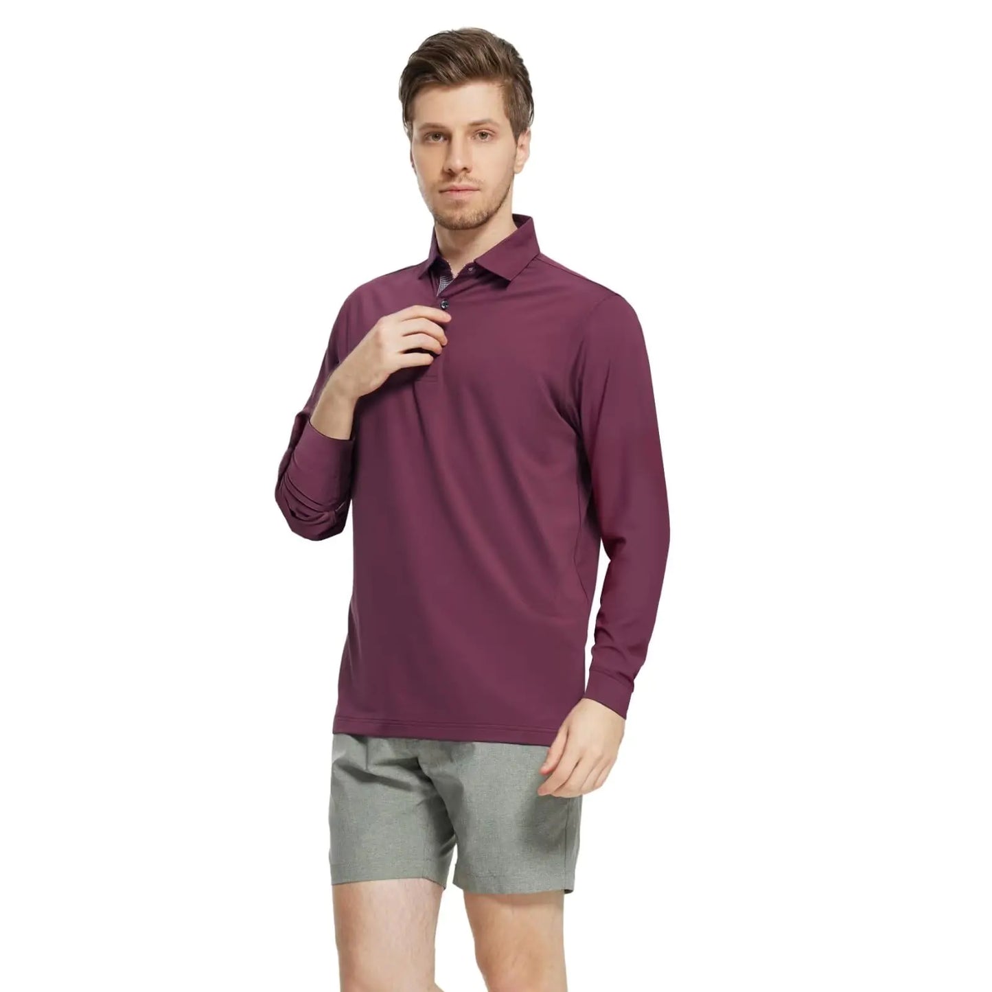 Men's Casual Performance Polo Shirts in Bordeaux Red