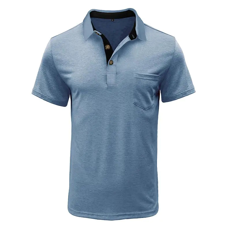 Classic Men's Cotton Polo Shirt - Medium Blue